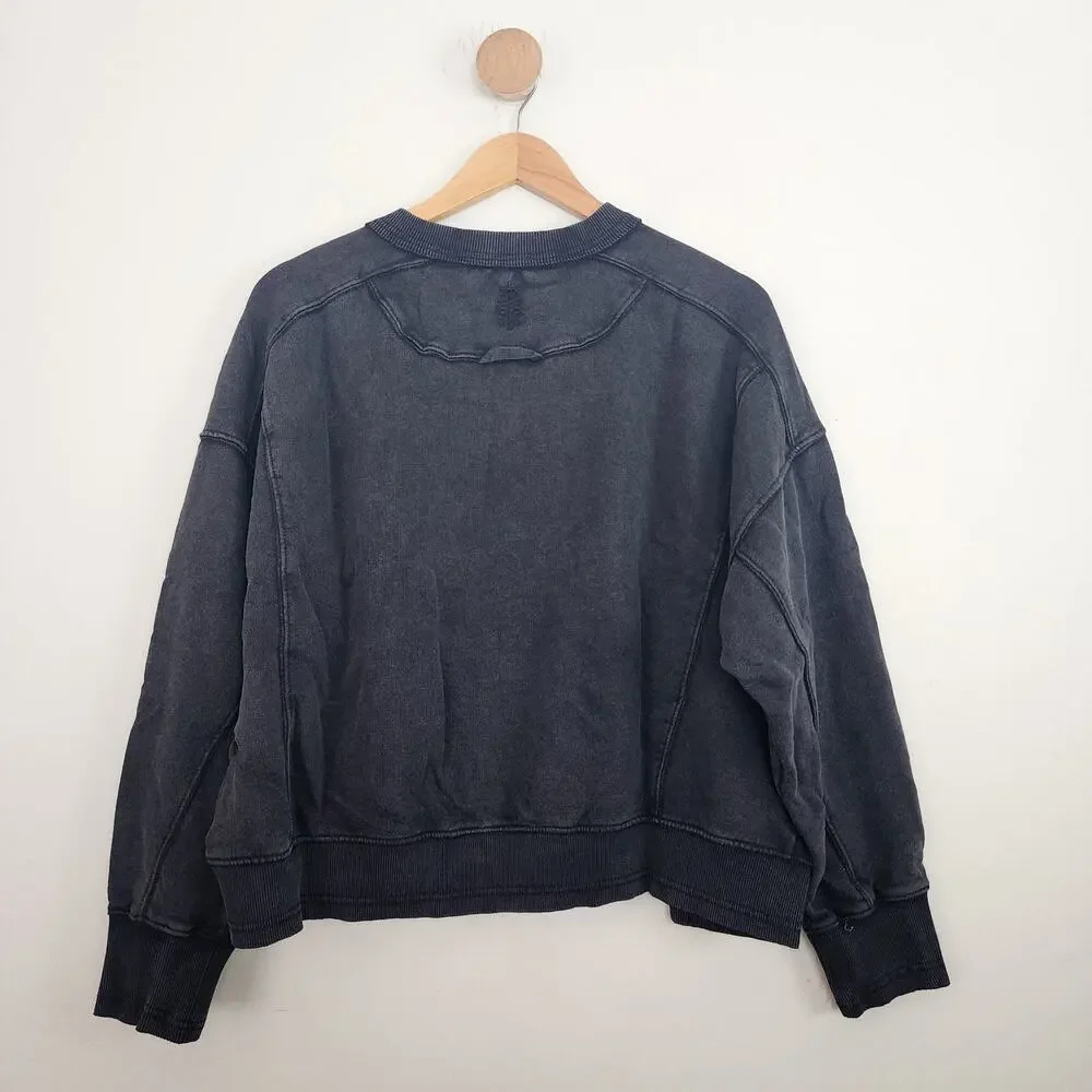 NWT Free People Hatch Maternity Intercept Crewneck Sweatshirt - Black, Small